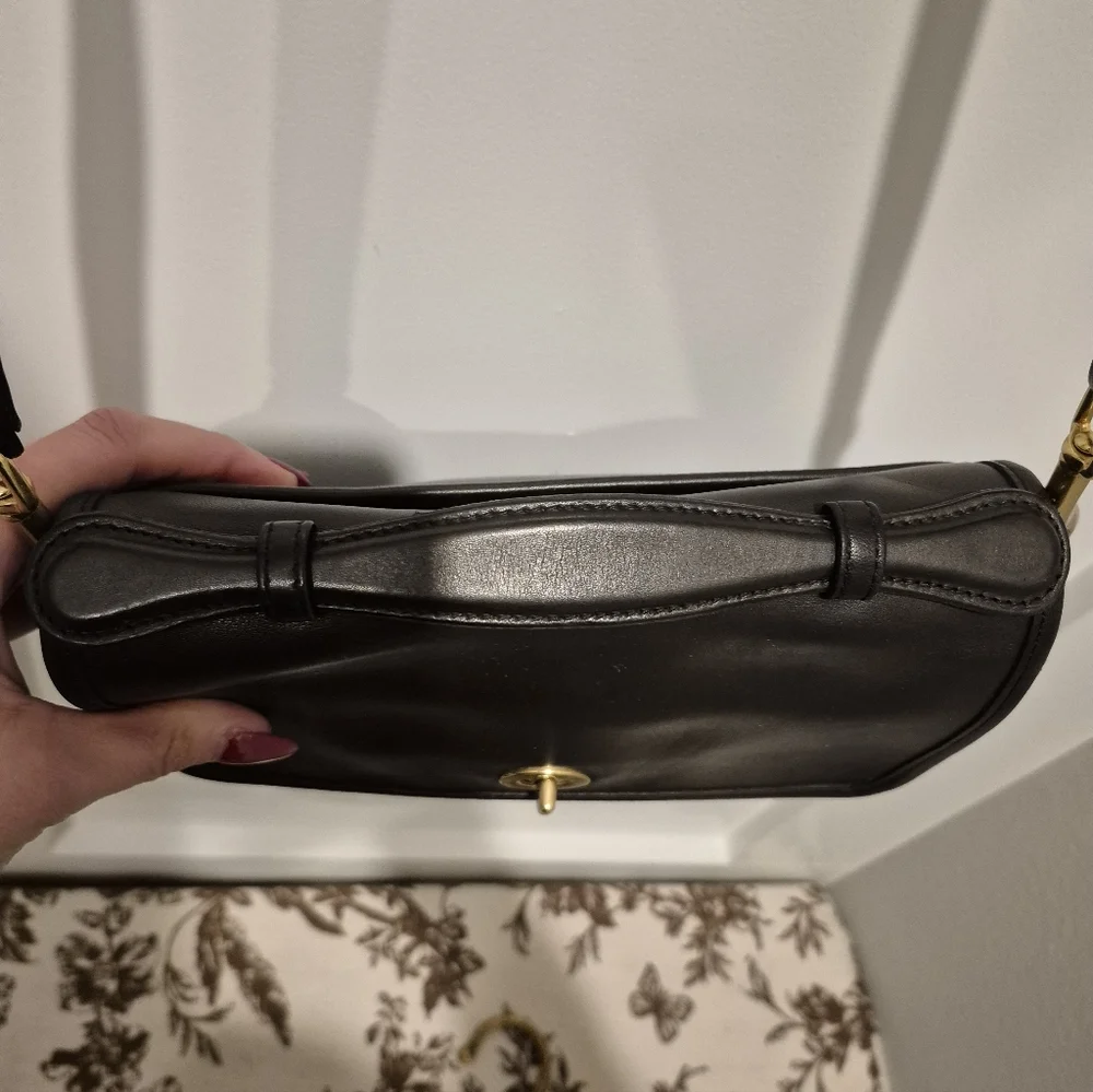 Vintage COACH Court Bag Old Coach Hand Bag Shoulder Bag Black Leather - Picture 8 of 17